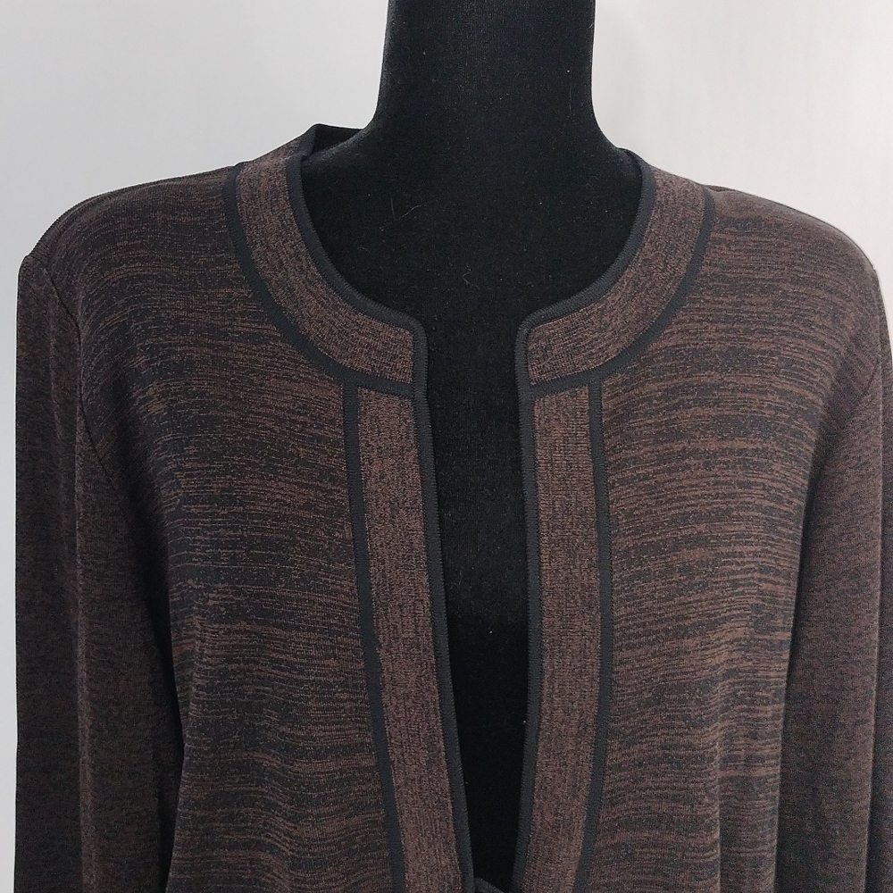 Women's Open Front Brown Marled Cardigan Sweater - Picture 3 of 7